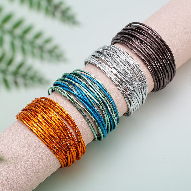 Wholesale Bohemian Imitation Gold Wire Magnetic Clasp Leather Bracelet